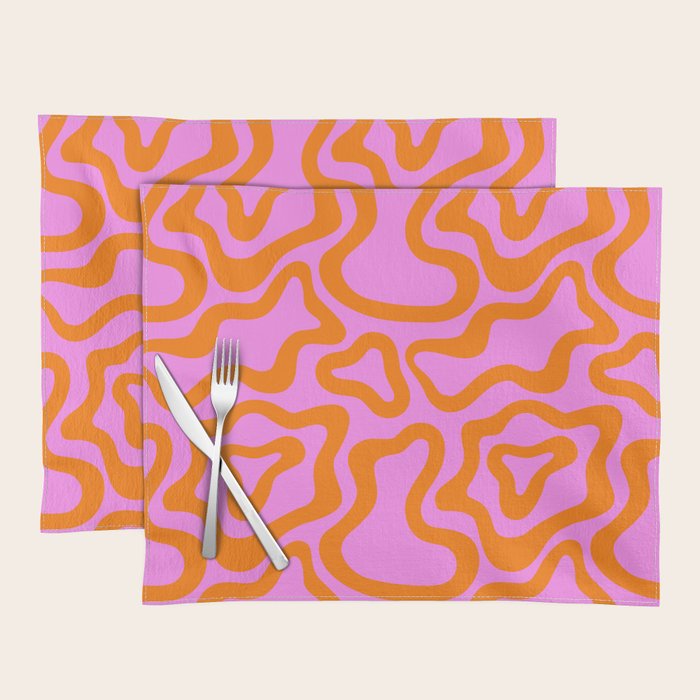 Wavy retro pink psychedelic pattern Placemat Gallery Image 1