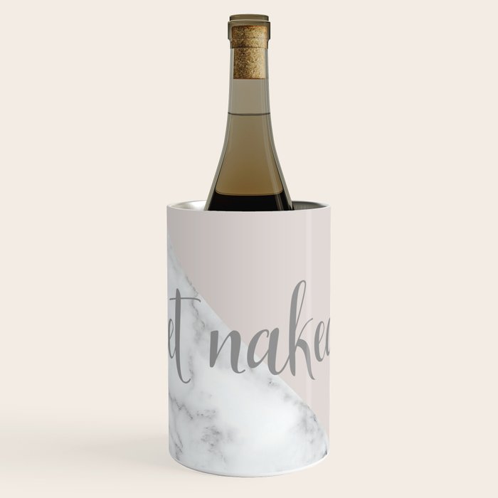 Get Naked, Funny Bathroom Art,  Marble, Blush Pink, Grey Wine Chiller Gallery Image 1