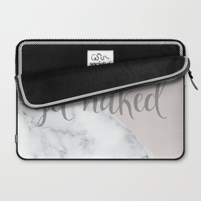 Get Naked, Funny Bathroom Art,  Marble, Blush Pink, Grey Laptop Sleeve Gallery Image 2