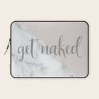 Get Naked, Funny Bathroom Art,  Marble, Blush Pink, Grey Laptop Sleeve Gallery Image 1