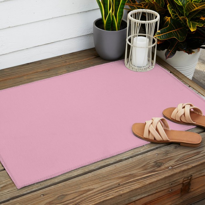 Blush Pink Solid Color Outdoor Rug Gallery Image 2