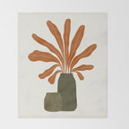 Two Green Vases & Orange Plant Throw Blanket Gallery Image 2