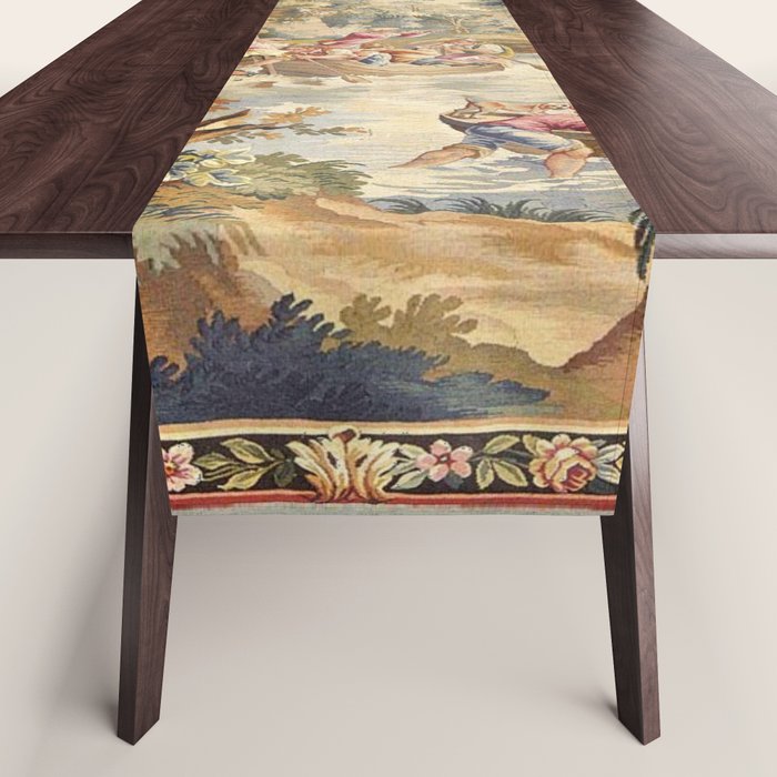 Antique Aubusson Louis XV French Tapestry Table Runner Gallery Image 1