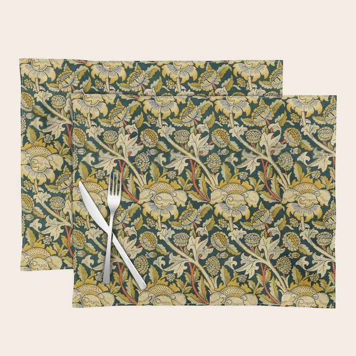 Vintage William Morris Green and Yellow Chintz Placemat Gallery Image 1