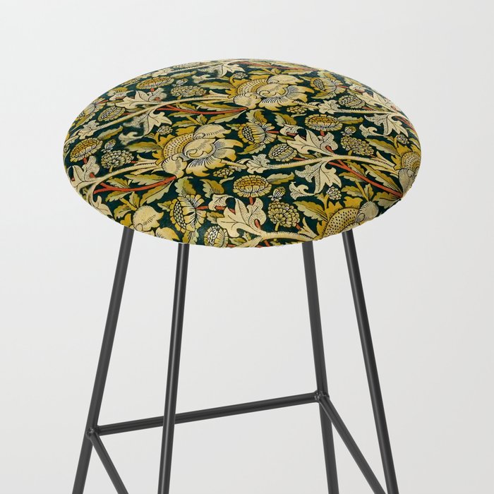 Vintage William Morris Green and Yellow Chintz Stool Gallery Image 2