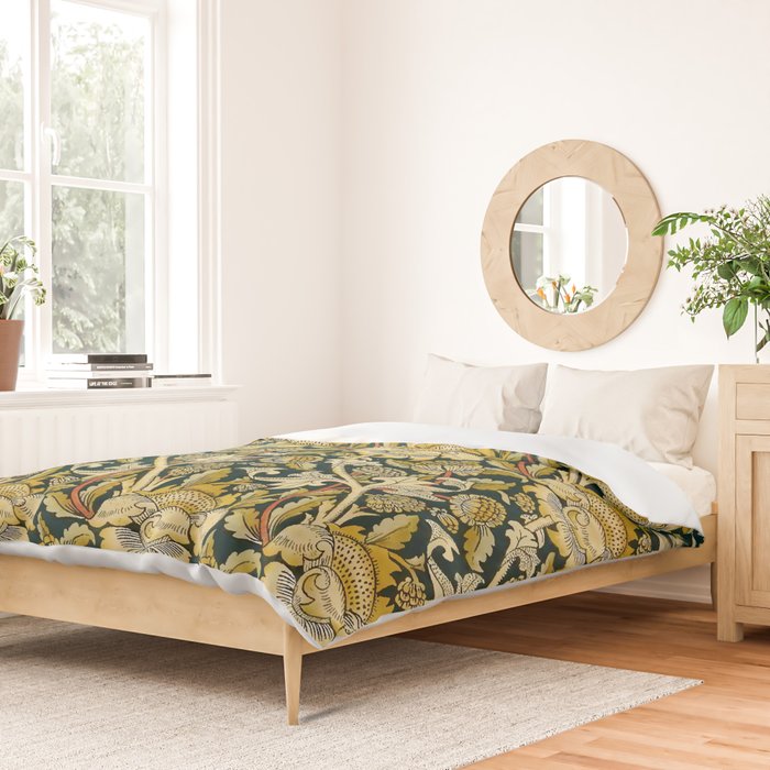 Vintage William Morris Green and Yellow Chintz Duvet Cover Gallery Image 2