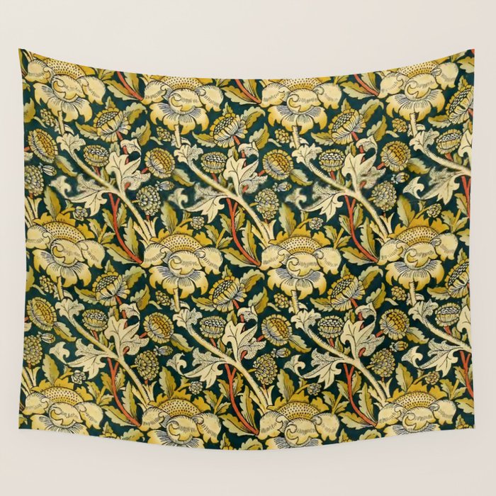 Vintage William Morris Green and Yellow Chintz Wall Tapestry Gallery Image 1