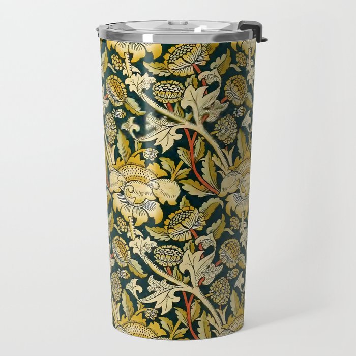 Vintage William Morris Green and Yellow Chintz Travel Mug Gallery Image 2