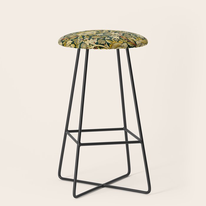 Vintage William Morris Green and Yellow Chintz Stool Gallery Image 1