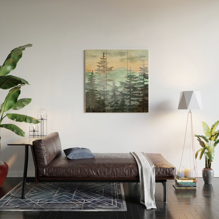 Pine Trees Wood Wall Art Gallery Image 2
