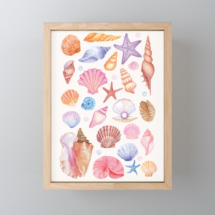 Watercolor Seashells Mini Art Print Gallery Image 1