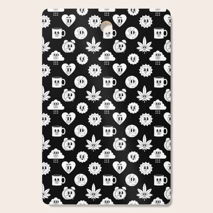 Retro cartoon character sticker pattern Cutting Board Gallery Image 1
