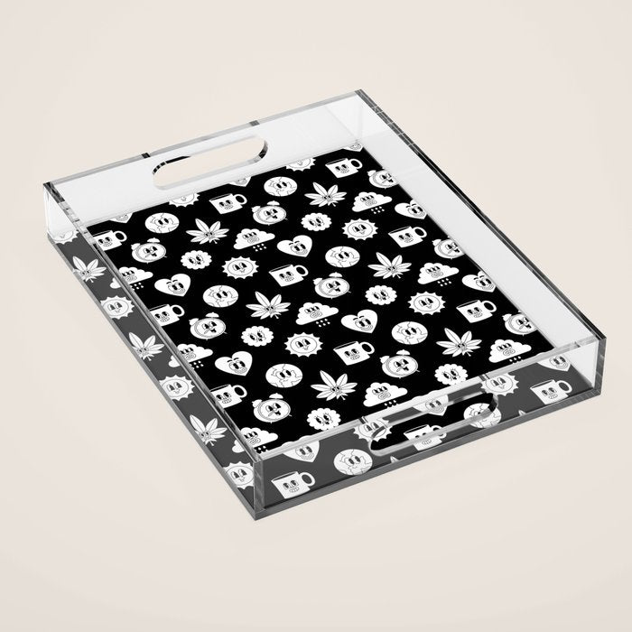 Retro cartoon character sticker pattern Acrylic Tray Gallery Image 1