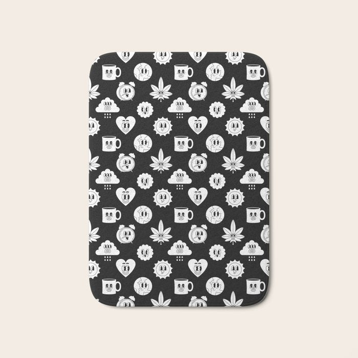 Retro cartoon character sticker pattern Bath Mat Gallery Image 1