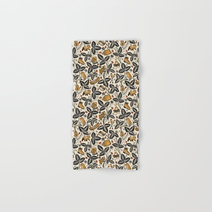 Summer Camping - Black, cream, and gold Bath Towel Gallery Image 1