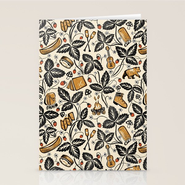 Summer Camping - Black, cream, and gold Stationery Card Gallery Image 2