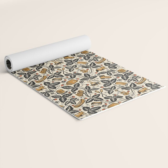 Summer Camping - Black, cream, and gold Yoga Mat Gallery Image 2