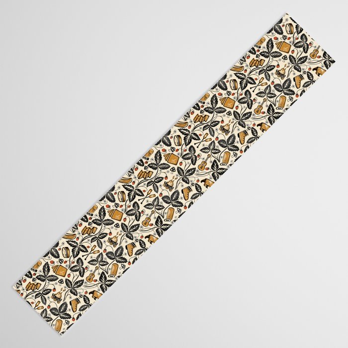 Summer Camping - Black, cream, and gold Table Runner Gallery Image 3