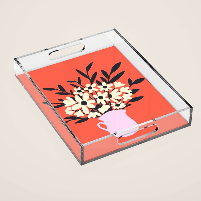 Retro 70s Spooky Flower Vase Acrylic Tray Gallery Image 1