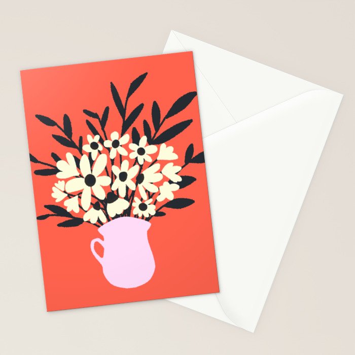 Retro 70s Spooky Flower Vase Stationery Card Gallery Image 2