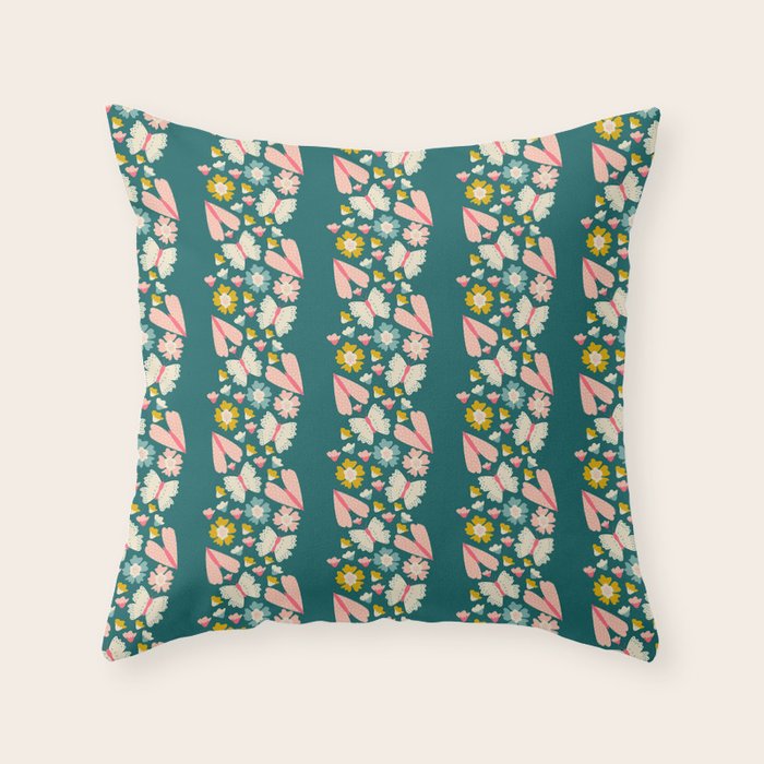 Floral Stripe Throw Pillow Gallery Image 1