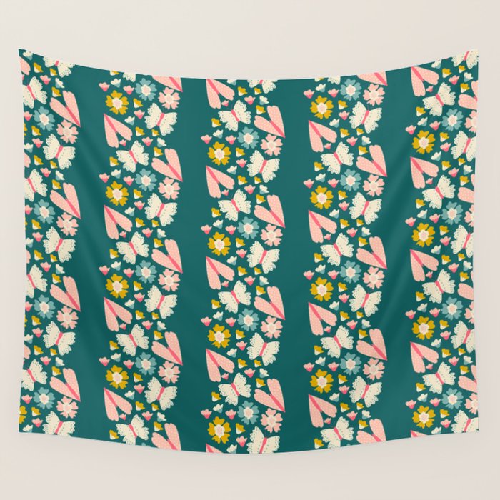 Floral Stripe Wall Tapestry Gallery Image 4