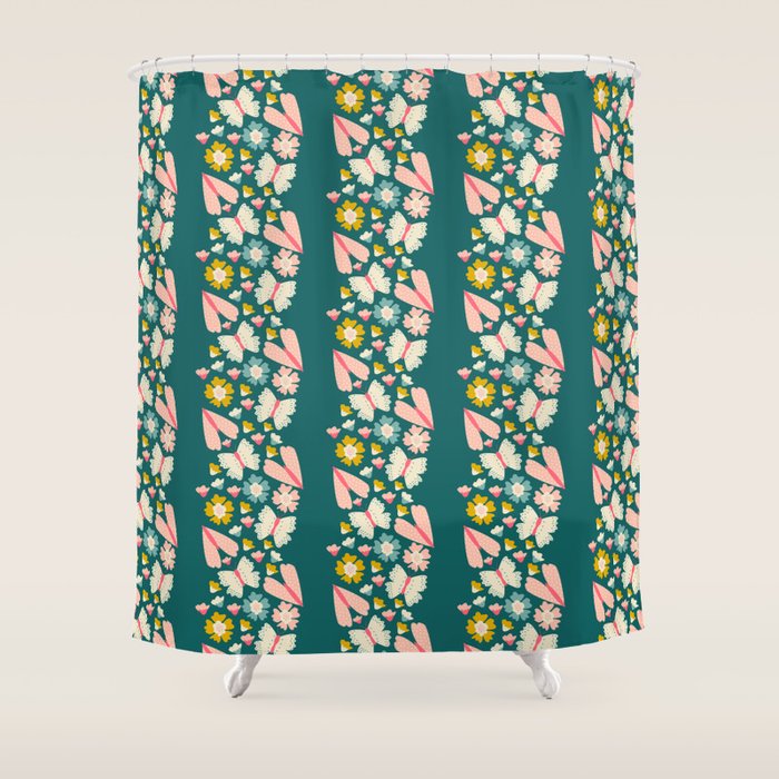 Floral Stripe Shower Curtain Gallery Image 1