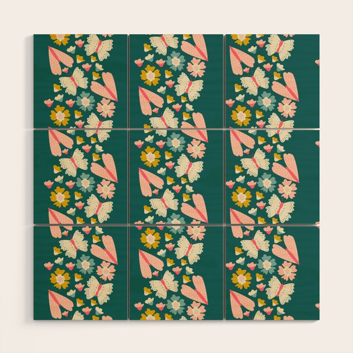 Floral Stripe Wood Wall Art Gallery Image 1