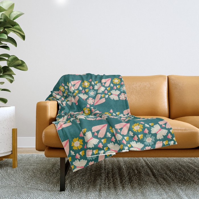 Floral Stripe Throw Blanket Gallery Image 1