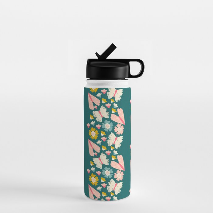 Floral Stripe Water Bottle Gallery Image 1