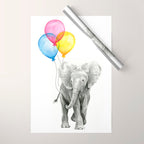 Baby Elephant Spraying Rainbow Wrapping Paper Gallery Image 1