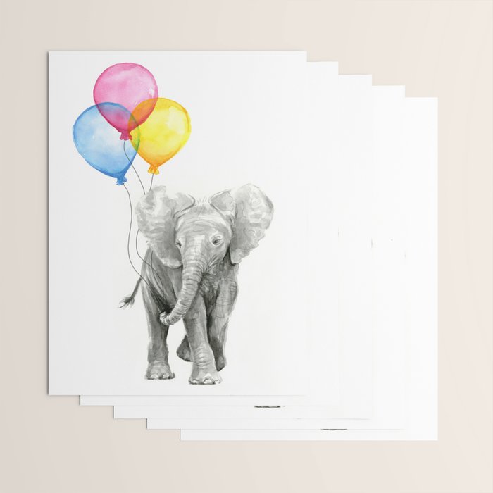 Baby Elephant Spraying Rainbow Wrapping Paper Gallery Image 3