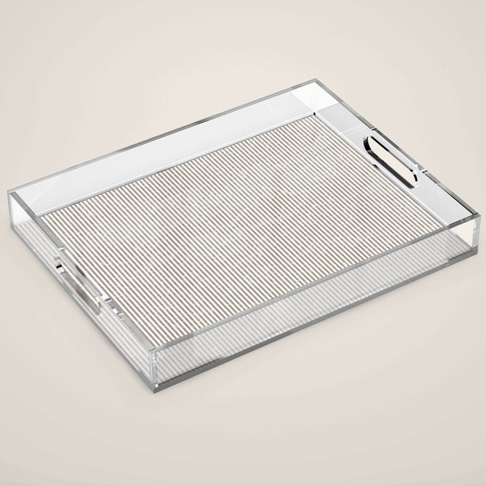 Cocoa Brown Tan Pinstripes Acrylic Tray Gallery Image 1