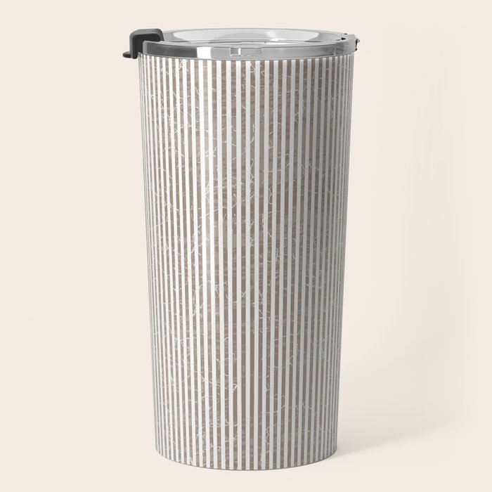Cocoa Brown Tan Pinstripes Travel Mug Gallery Image 3