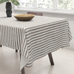 Cocoa Brown Tan Pinstripes Tablecloth Gallery Image 3