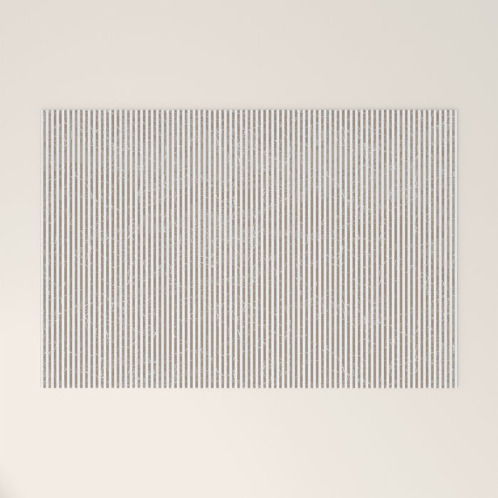 Cocoa Brown Tan Pinstripes Welcome Mat Gallery Image 1