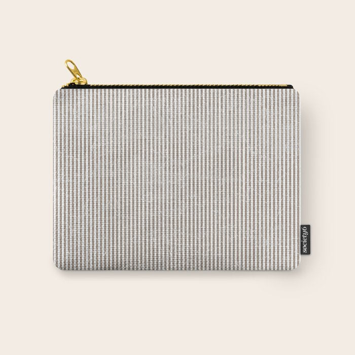 Cocoa Brown Tan Pinstripes Carry All Pouch Gallery Image 1