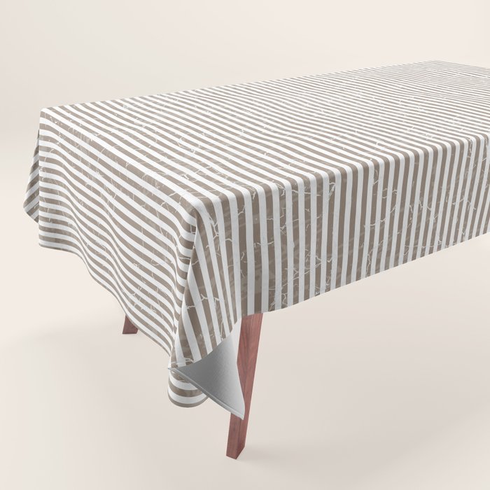 Cocoa Brown Tan Pinstripes Tablecloth Gallery Image 1