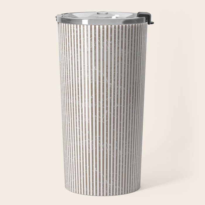 Cocoa Brown Tan Pinstripes Travel Mug Gallery Image 2