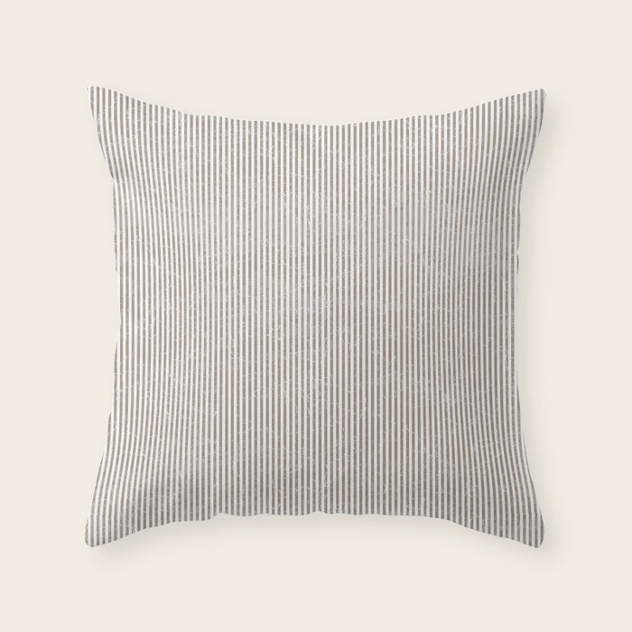 Cocoa Brown Tan Pinstripes Throw Pillow Gallery Image 6