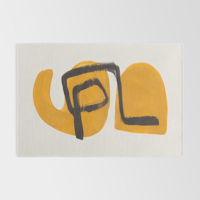 Funky Strange Mid Century Modern Minimalist Art Yellow Black Abstract Pattern by Ejaaz Haniff Rug Gallery Image 2