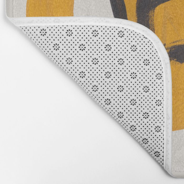 Funky Strange Mid Century Modern Minimalist Art Yellow Black Abstract Pattern by Ejaaz Haniff Bath Mat Gallery Image 2