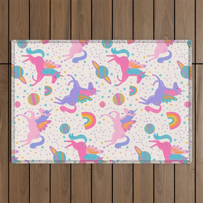 Space Unicorn - Neon Rainbow Outdoor Rug Gallery Image 1