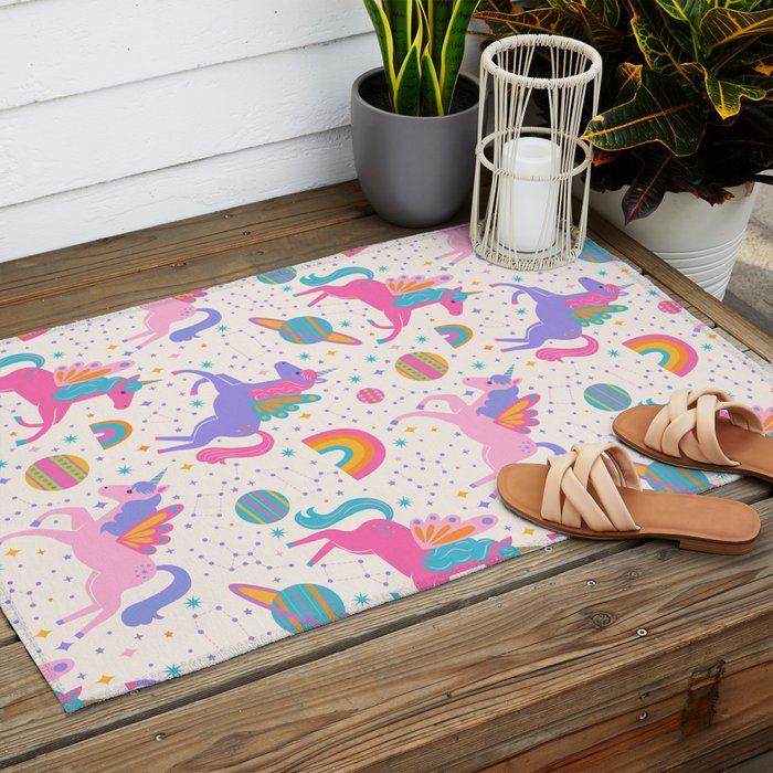 Space Unicorn - Neon Rainbow Outdoor Rug Gallery Image 2