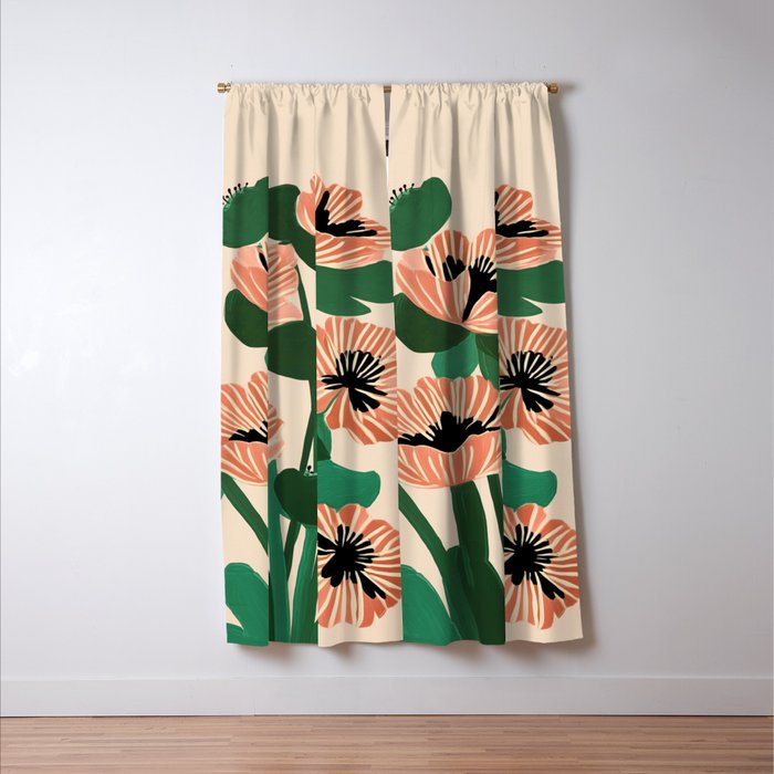 Modern Wild Poppies Window Curtain Gallery Image 3