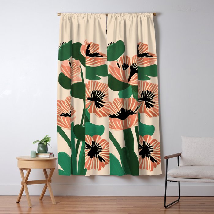 Modern Wild Poppies Window Curtain Gallery Image 5