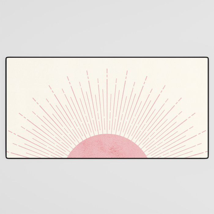Pink Sunrise Boho Midcentury Desk Mat Gallery Image 3