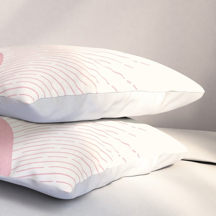 Pink Sunrise Boho Midcentury Pillow Sham Gallery Image 3