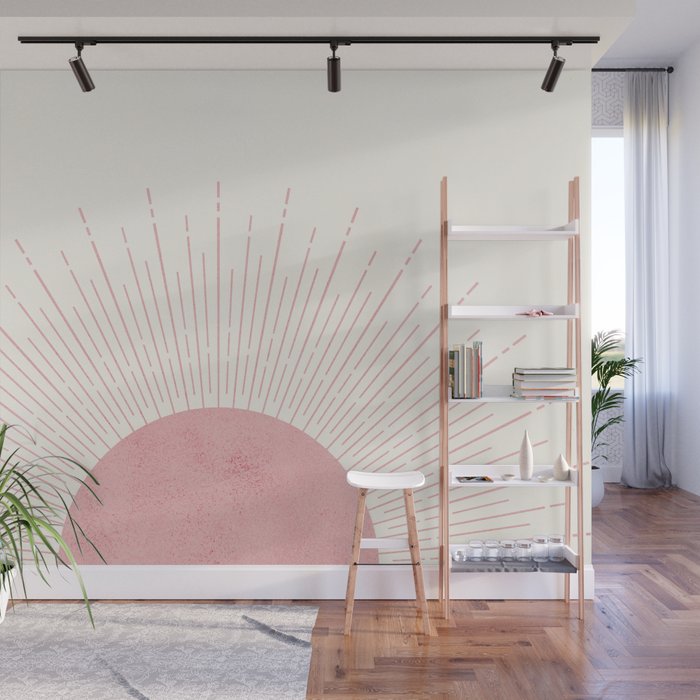 Pink Sunrise Boho Midcentury Wall Mural Gallery Image 1
