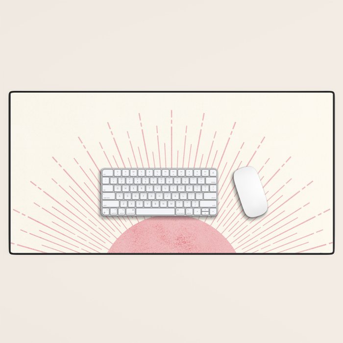 Pink Sunrise Boho Midcentury Desk Mat Gallery Image 1